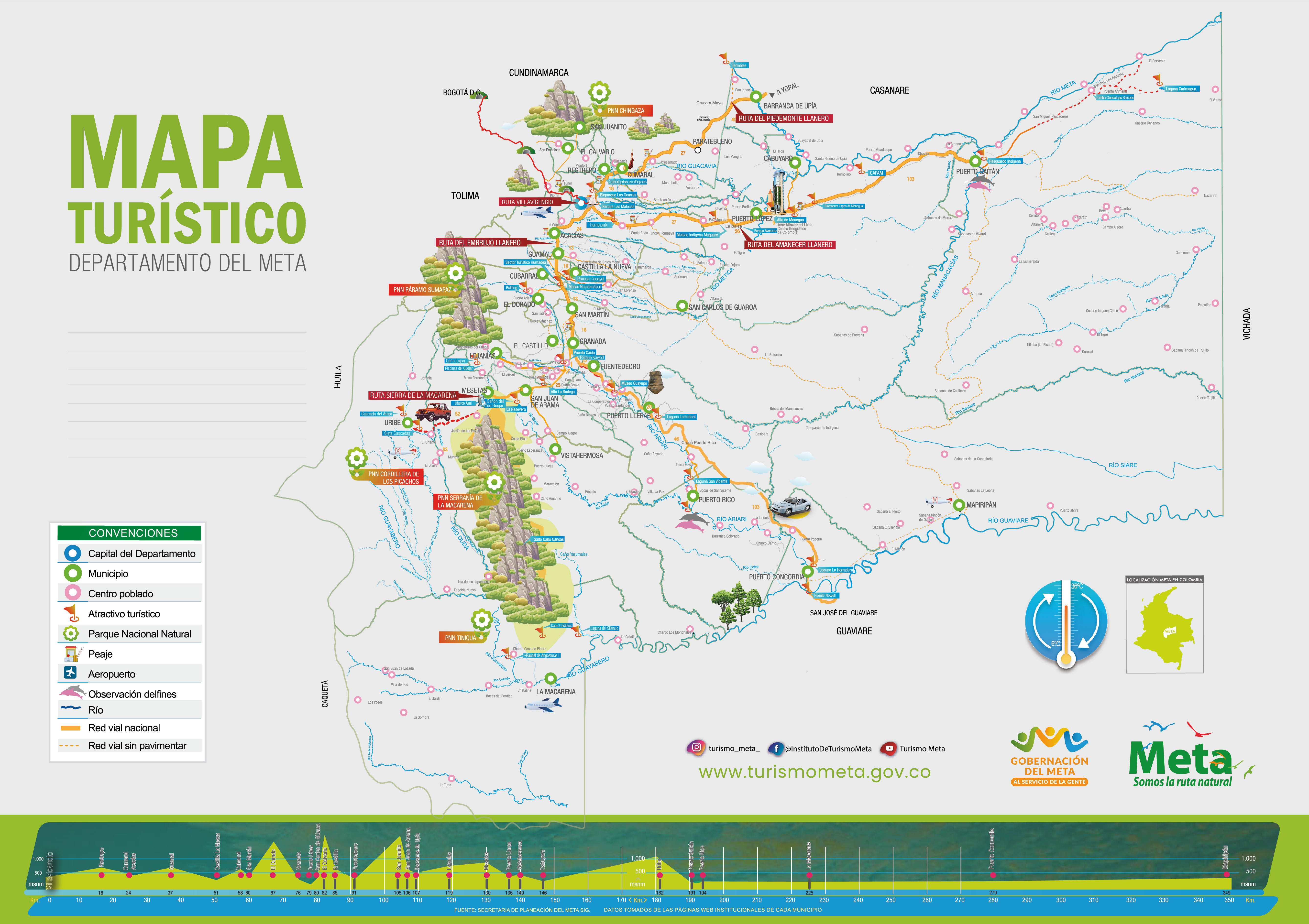 Mapa turístico del Meta